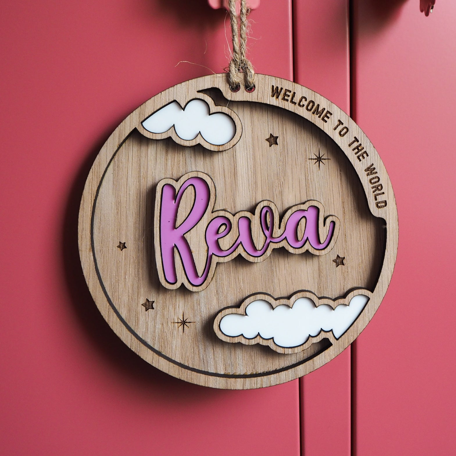 Cloud Baby Name Announcement Disc