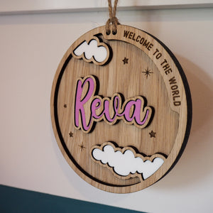 Cloud Baby Name Announcement Disc