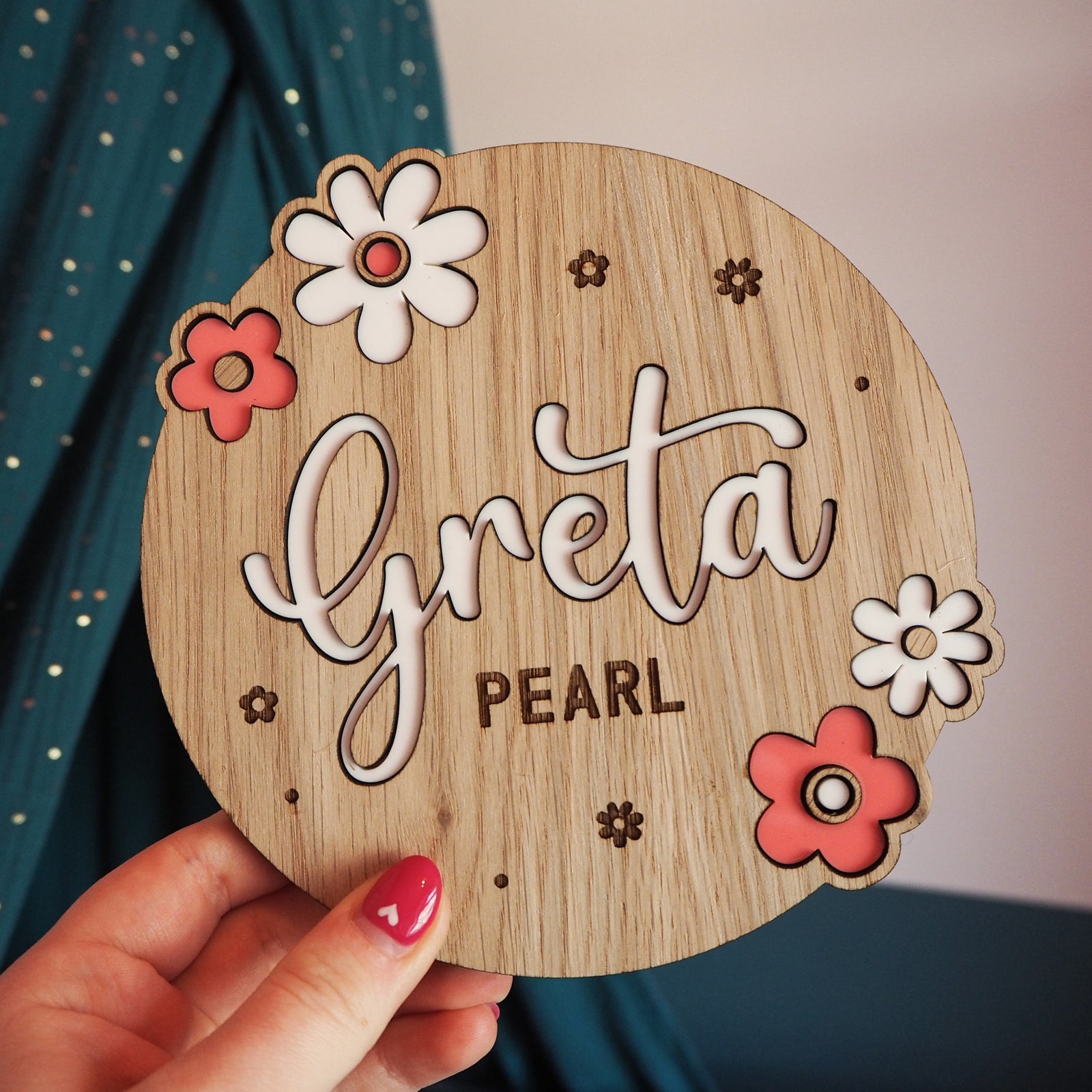 Flower Baby Name Announcement Disc