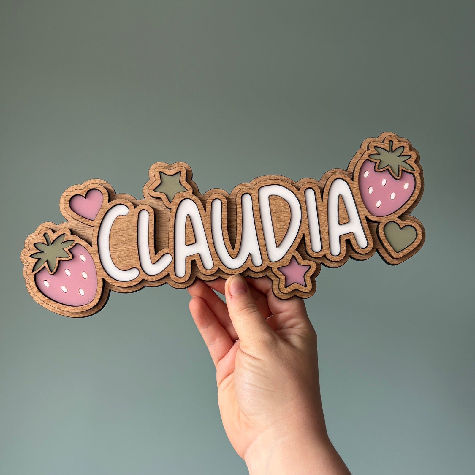 Personalised Strawberry Themed Name Sign