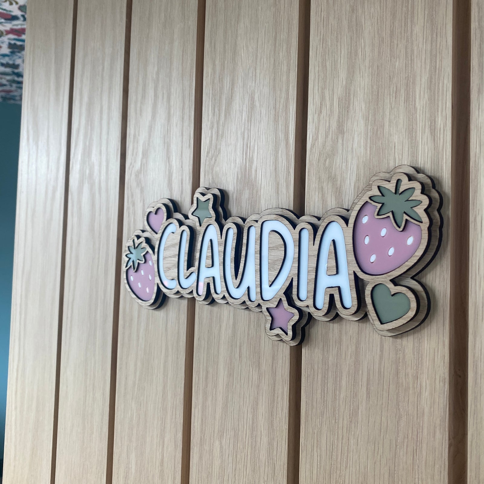 Personalised Strawberry Themed Name Sign