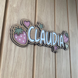 Personalised Strawberry Themed Name Sign