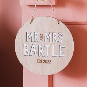 Keepsake Wedding Gift Sign With Personalised Name & Date