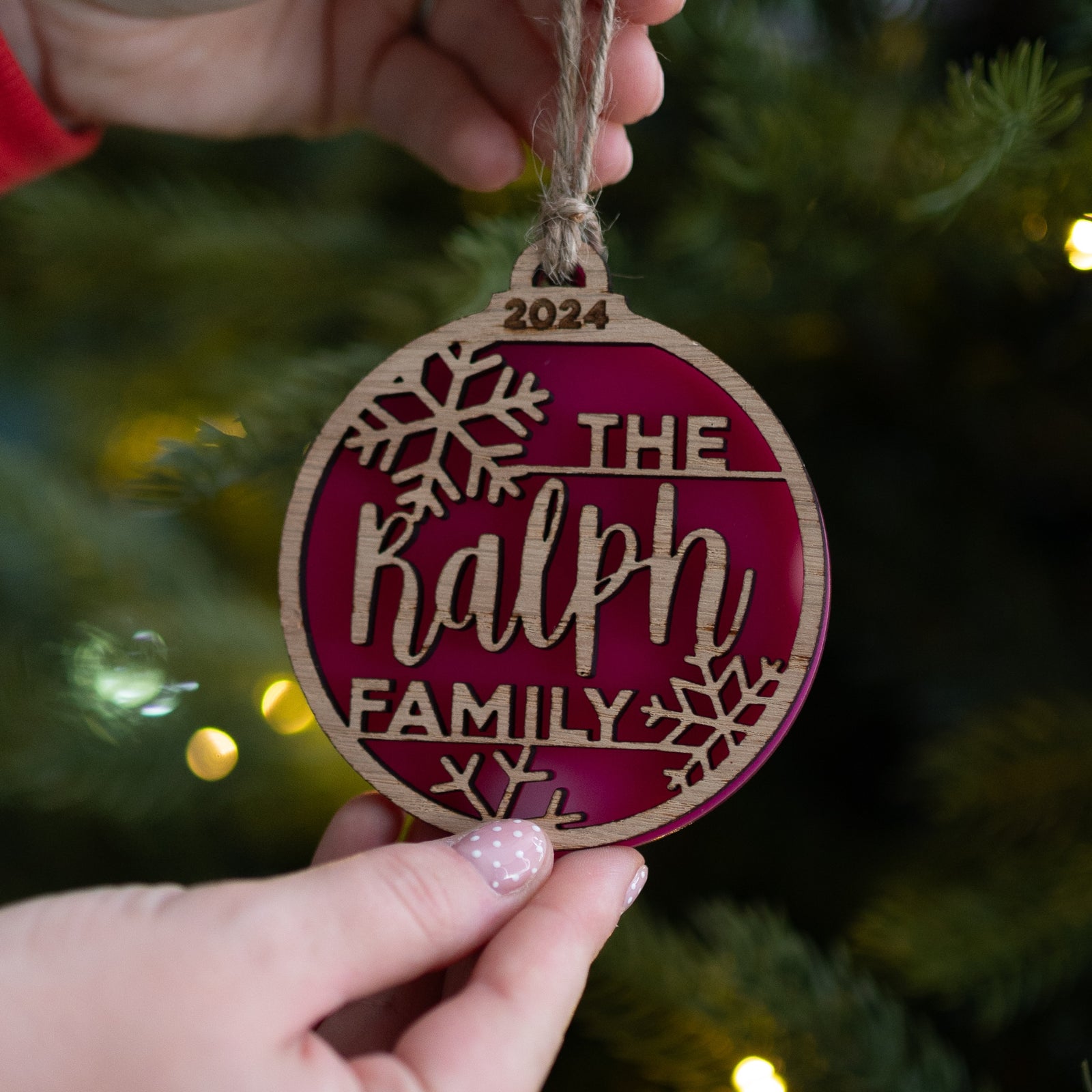 Family Christmas Tree Decoration with Personalised Name