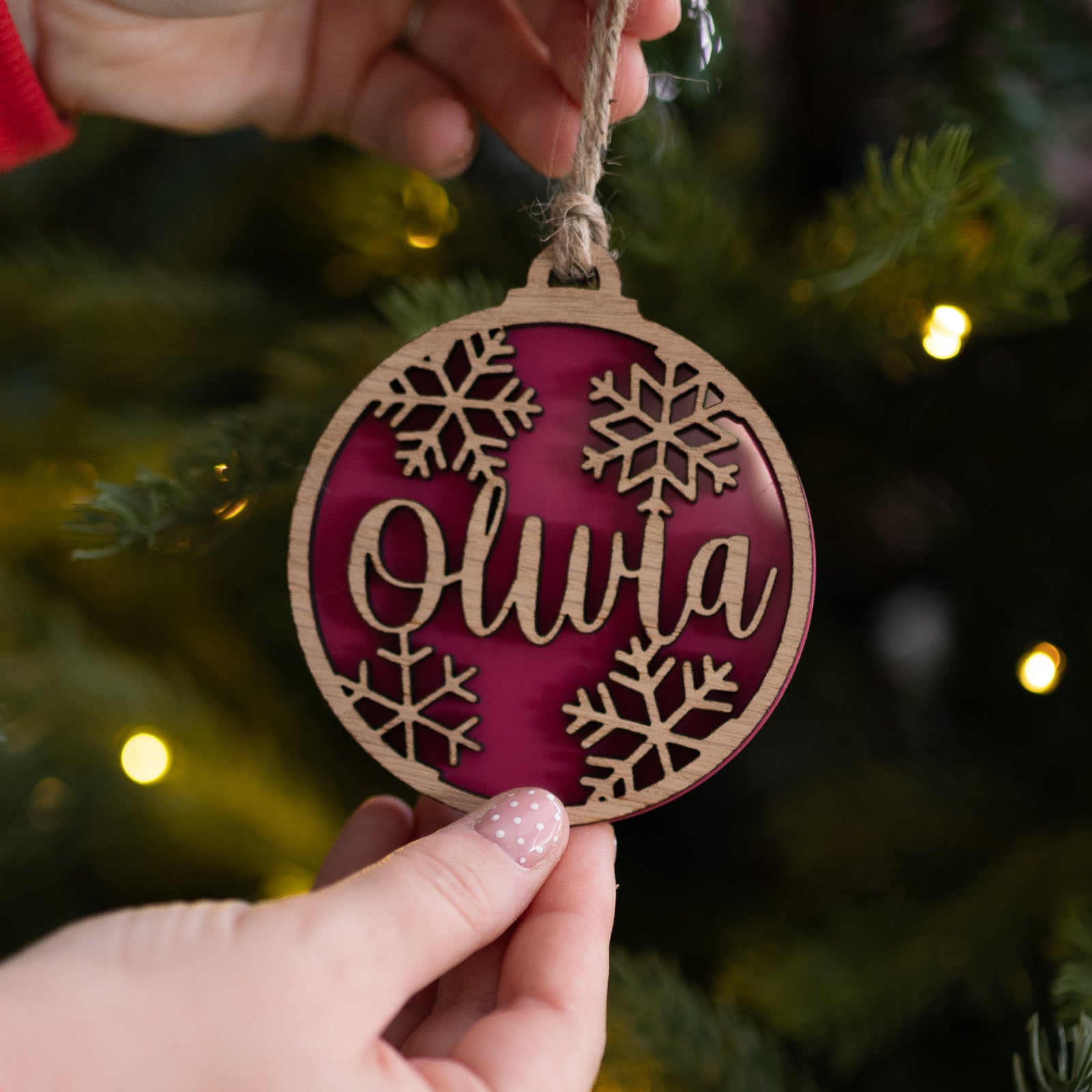 Snowflake Christmas Bauble With Personalised Name