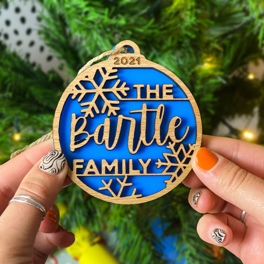 Family Christmas Tree Decoration with Personalised Name