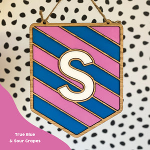 Striped Banner Sign with Initial