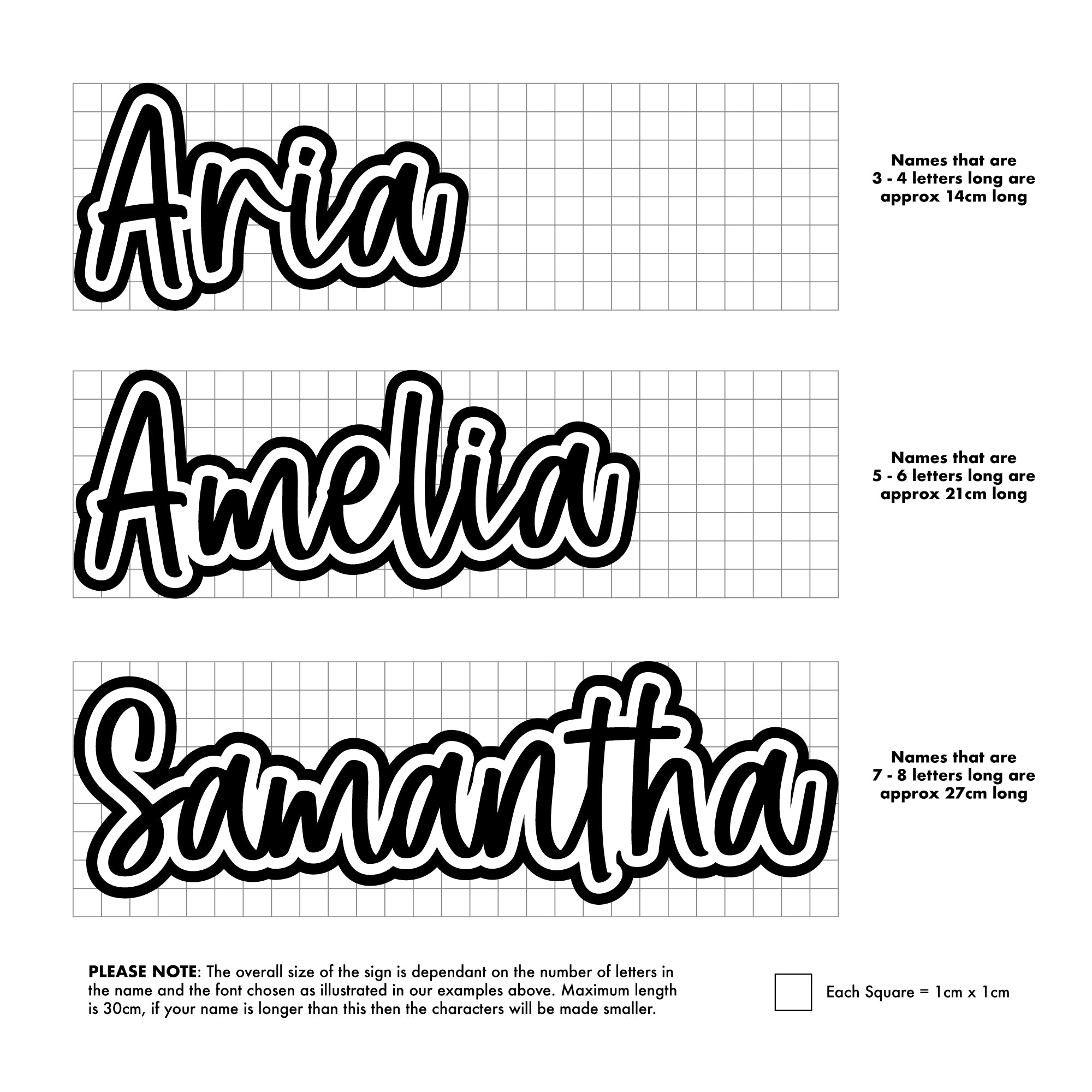 Name Sign Cursive Personalised Name Sign - Script Font - Pen & Pearl Gifts